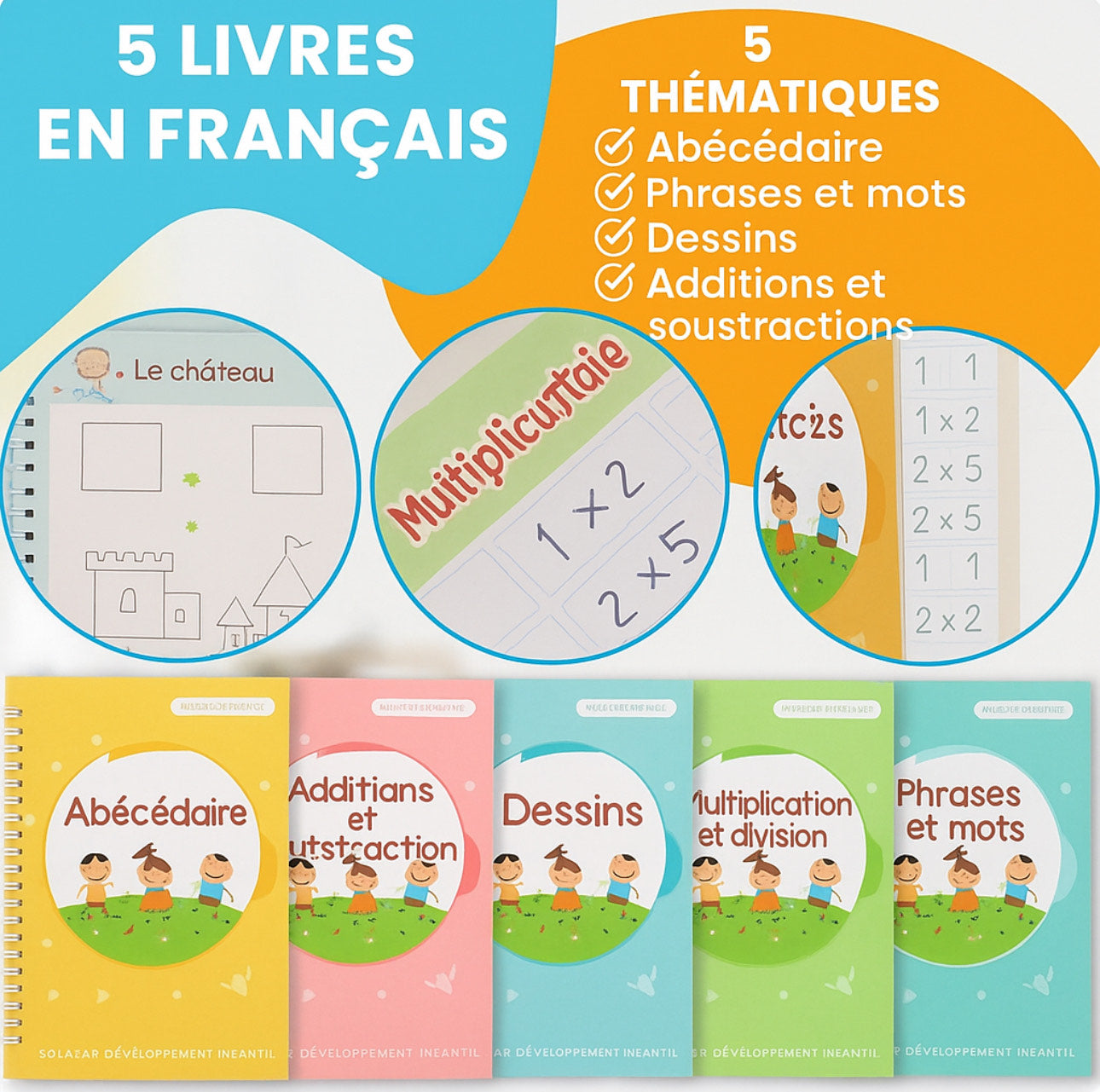 Pack de 5 livres de calligraphie magique en français